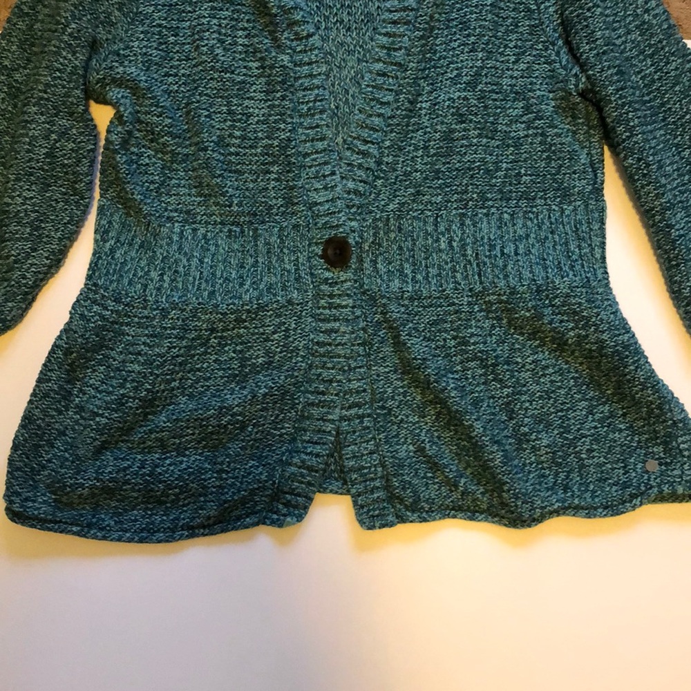 Eddie Bauer cardigan in teal w 3/4 sleeves - Picture 6 of 6